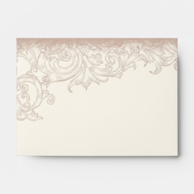 Antique Etched Swirl - Cream  -  Wedding Envelopes (Front)