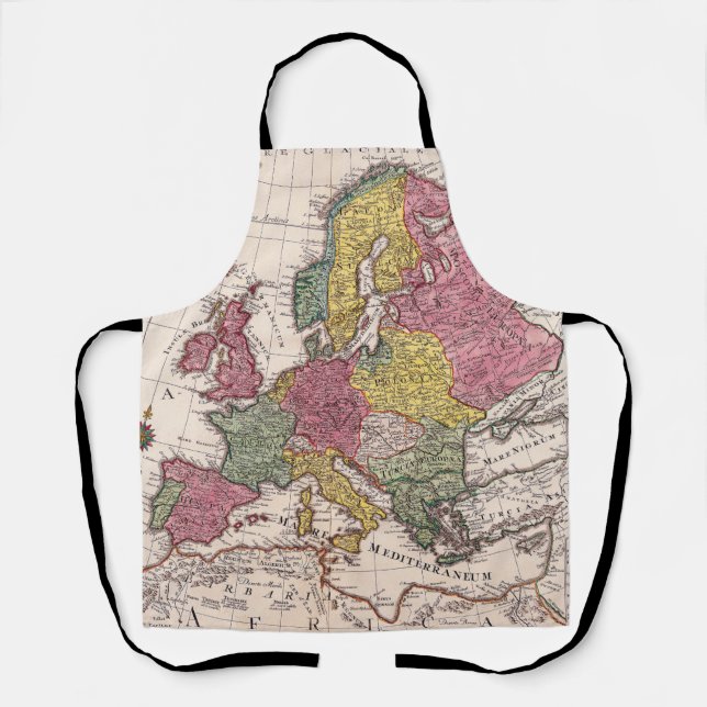 Antique Europe Map with Pastel Historical Kingdoms Apron (Front)