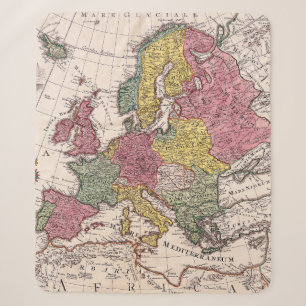 Antique Europe Map with Pastel Historical Kingdoms Sherpa Blanket