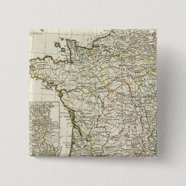 Antique European Map 15 Cm Square Badge (Front)