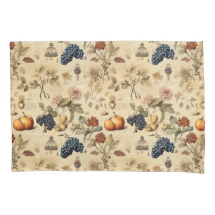 Antique Fall Vineyard Pumpkin Grape Botanical Pillowcase