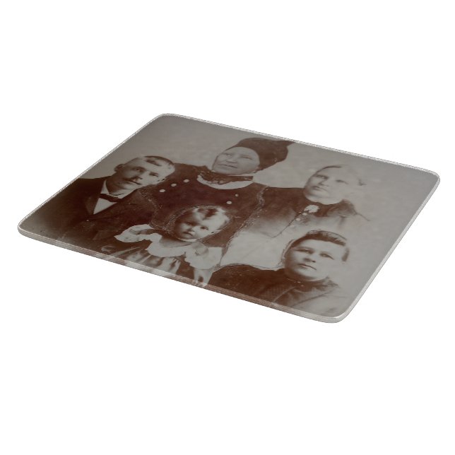 Antique Family Collage Photo B&W Image Cutting Board (Corner)