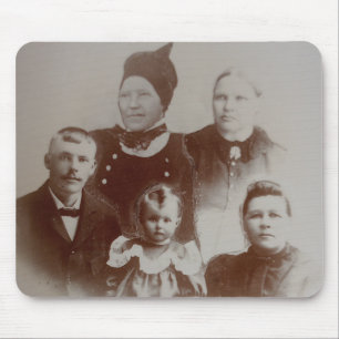 Antique Family Collage Photo B&W Image Mouse Mat