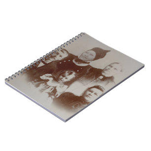Antique Family Collage Photo B&W Image Notebook