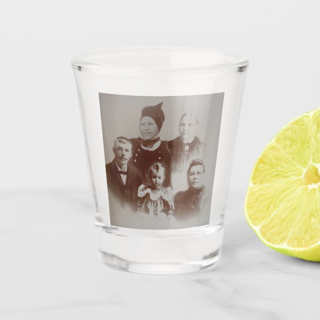 Antique Family Collage Photo B&W Image Shot Glass (Front)