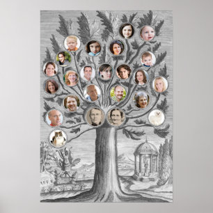 Antique Family Tree Insert Your Own Names & Photos Poster