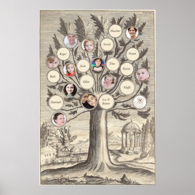 Antique Family Tree Insert Your Own Names & Photos Poster (Front)