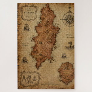 Antique Fantasy Map — Velmoris Island Jigsaw Puzzle