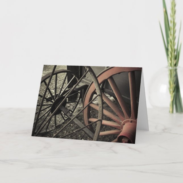 Antique Farm Cart Wheels – Rustic Rural Photogra Card (Front)