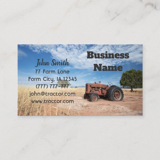 Antique Farm Tractor Business Card (Front)