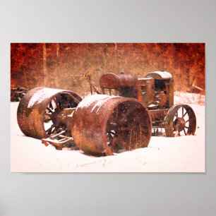 Antique Farm Tractor Poster