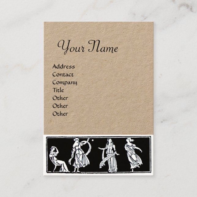 ANTIQUE FASHION  MONOGRAM Black White Kraft Paper Business Card (Front)