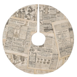 Antique Fashion: Newspaper Advertising Pages Brushed Polyester Tree Skirt