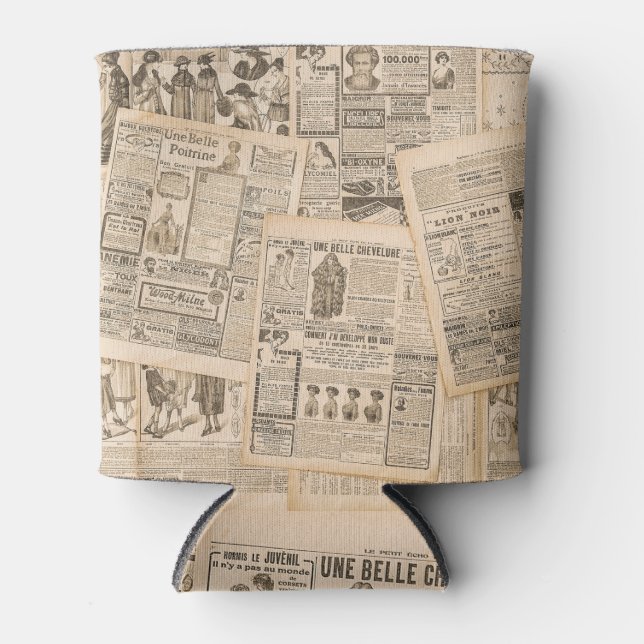 Antique Fashion: Newspaper Advertising Pages Can Cooler (Front)