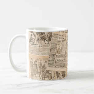 Antique Fashion: Newspaper Advertising Pages Coffee Mug