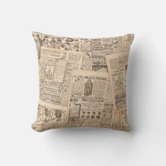 Antique Fashion: Newspaper Advertising Pages Cushion