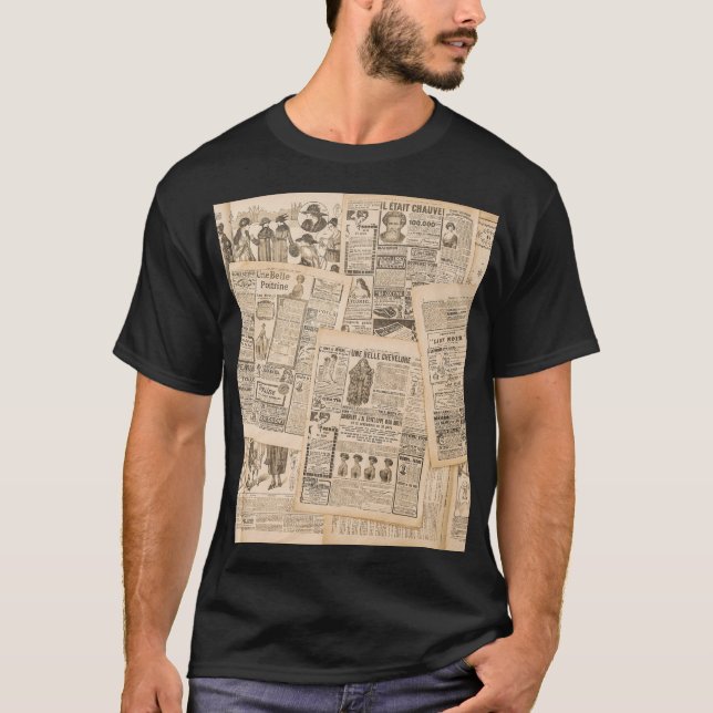 Antique Fashion: Newspaper Advertising Pages T-Shirt (Front)