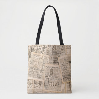 Antique Fashion: Newspaper Advertising Pages Tote Bag