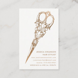 Antique Faux Gold Shears Scissor 2 Stylist Business Card