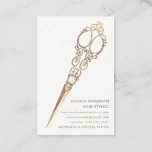 Antique Faux Gold Shears Scissor Stylist Business Card