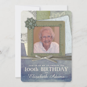 Antique Feminine Collage Custom Photo Invitation