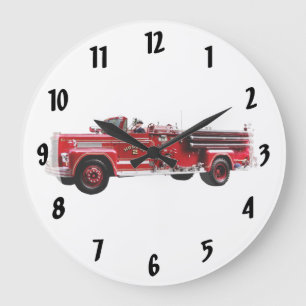 Antique Fire Engine Large Clock
