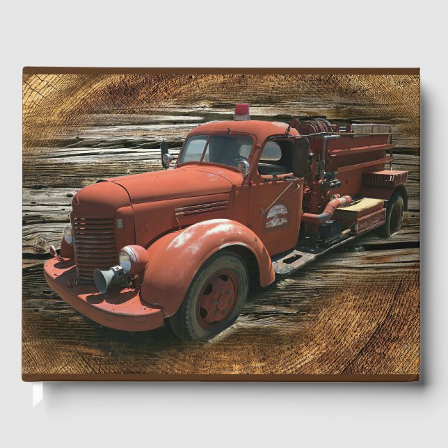 Antique Fire Truck Vintage Fire Truck Guest Book (Front)