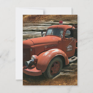 Antique Fire Truck Vintage Fire Truck RSVP Card