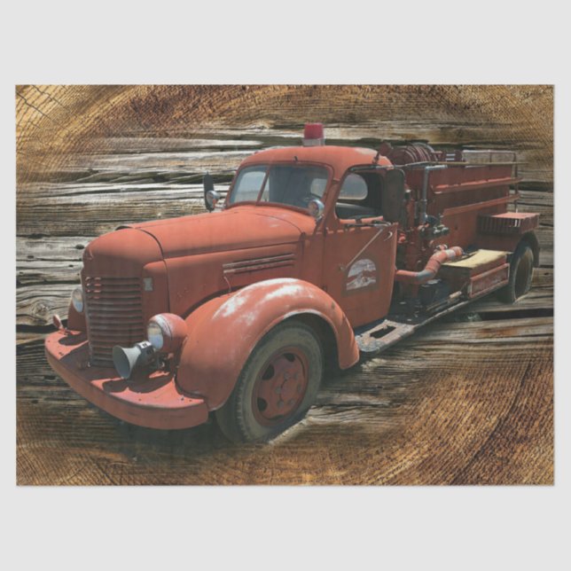 Antique Fire Truck Vintage Fire Truck Tissue Paper (Front)