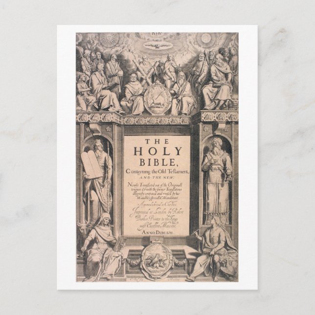 Antique first edition cover page King James Bible Postcard (Front)