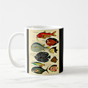 antique fish print coffee mug