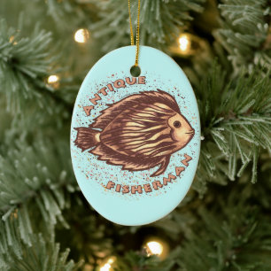 Antique Fisherman Ceramic Tree Decoration