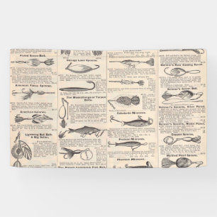 Antique Fishing Lures Catalogue Page Vintage Print Banner