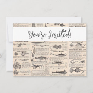 Antique Fishing Lures Catalogue Page Vintage Print Invitation