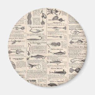 Antique Fishing Lures Catalogue Page Vintage Print Magnet