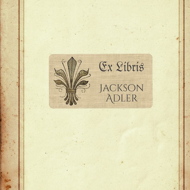 Antique Fleur de  Lis Ex Libris Bookplate Label (Creator Uploaded)