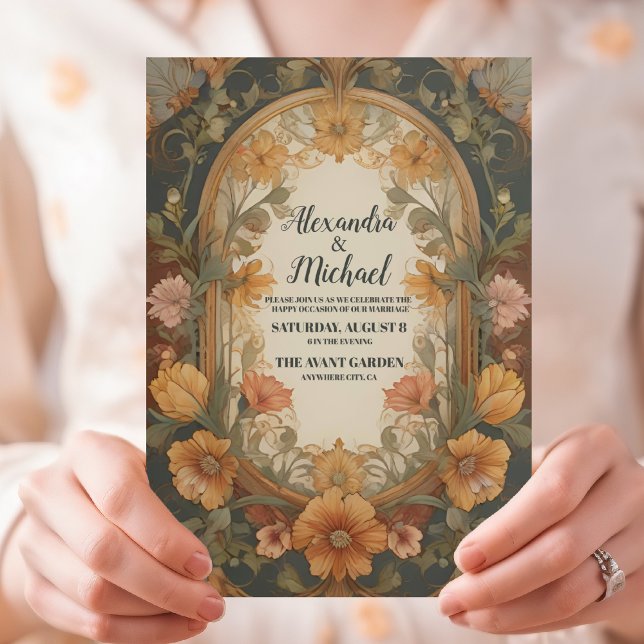Antique Floral Art Nouveau Wedding Invitation (Creator Uploaded)