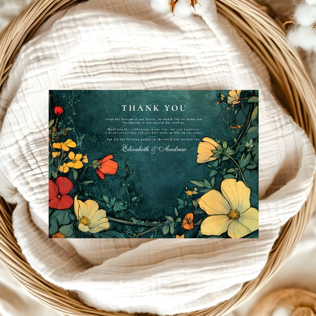 Antique Floral Art Nouveau Wedding Thank You Card (Creator Uploaded)