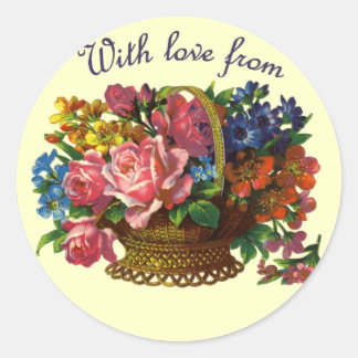 Antique Floral Basket Stickers