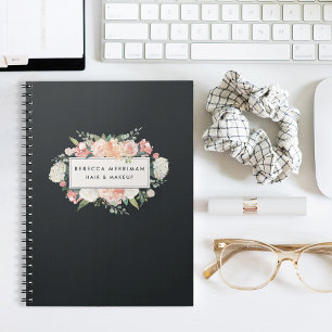 Antique Floral Blush & Charcoal Notebook