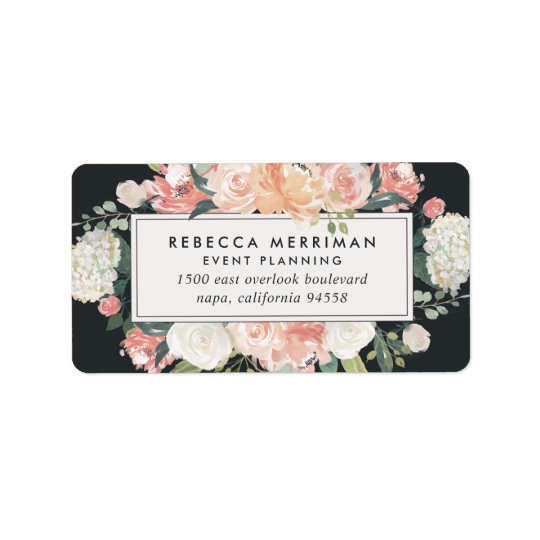 Antique Floral Blush & Charcoal Return Address Address Label