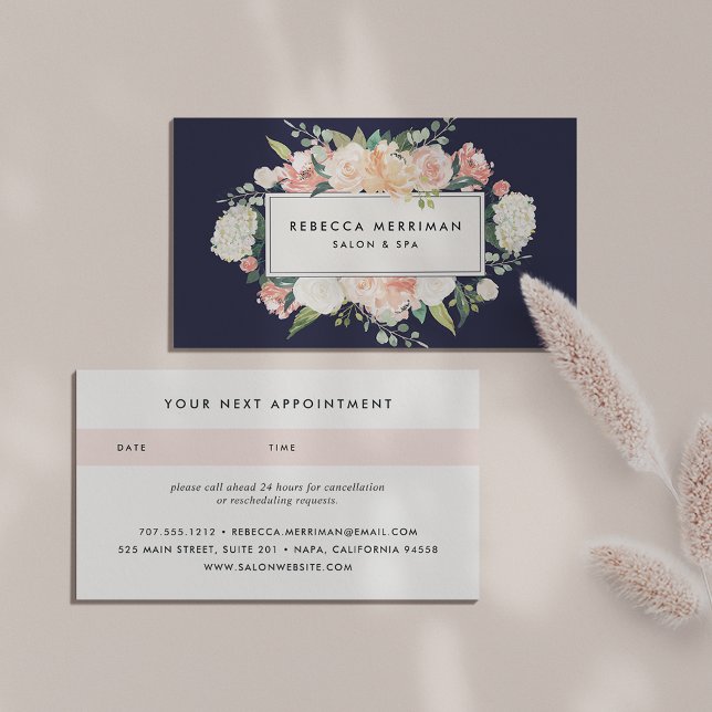 Antique Floral Blush & Navy | Appointment Card (Creator Uploaded)