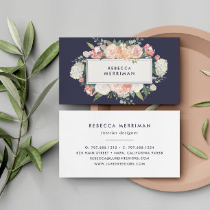 Antique Floral Blush & Navy Business Card