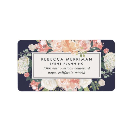 Antique Floral Blush & Navy Return Address Address Label