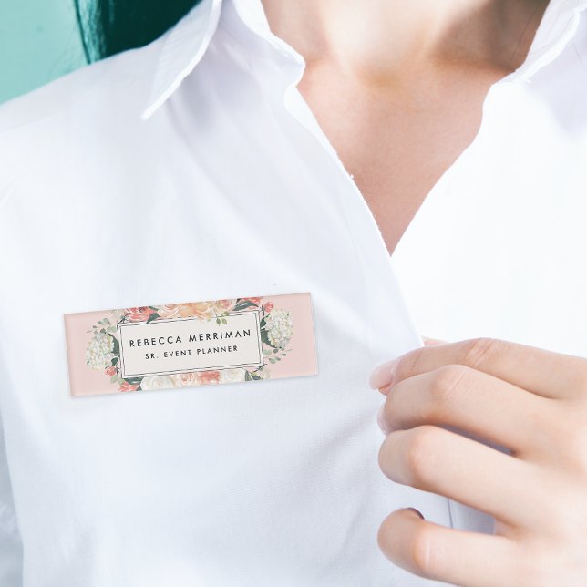 Antique Floral Blush Pink Name Tag (Creator Uploaded)