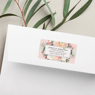 Antique Floral Blush Pink Return Address Label