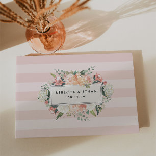 Antique Floral   Blush Stripe Wedding Guest Book