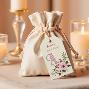 Antique Floral Bridal Shower Custom Monogram Gift Tags