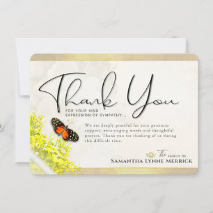 Antique Floral Butterfly Sympathy Thank You Card