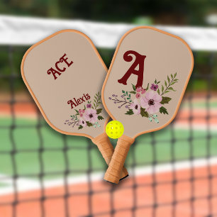 Antique Floral Custom Monogram Name Pickleball Paddle